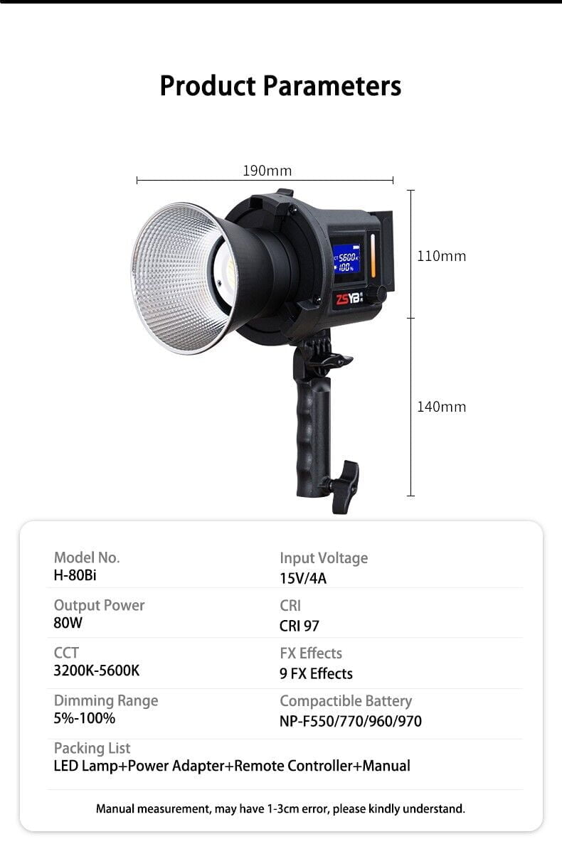 80W Handheld LED Video Light